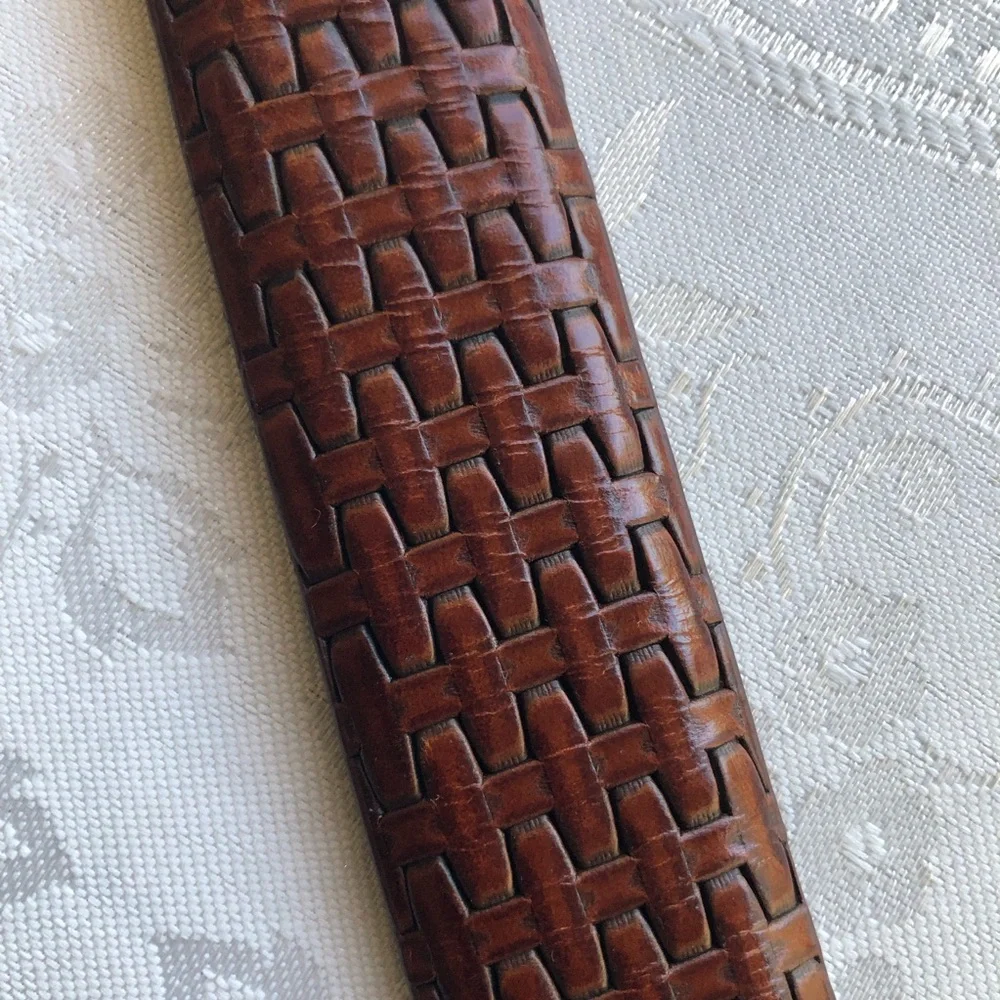 PGA Tour Textured Brown Top Grain Leather Belt with Silver Buckle Men’s Size 40